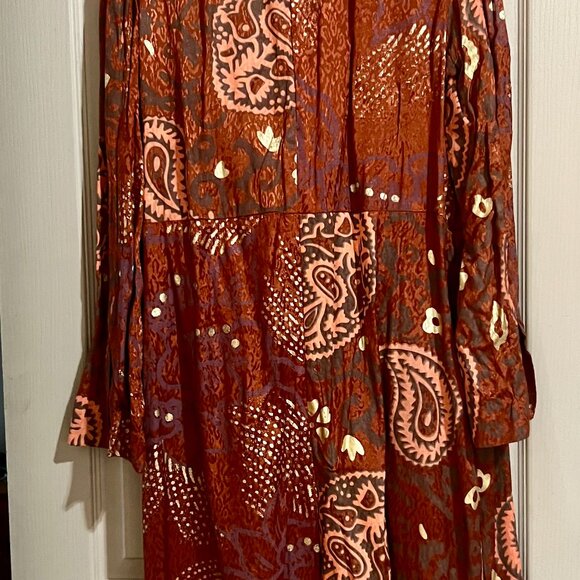 Free People "Eye of the Wild" Jacket - Terracotta Boho Print - Size Large - Picture 2 of 4